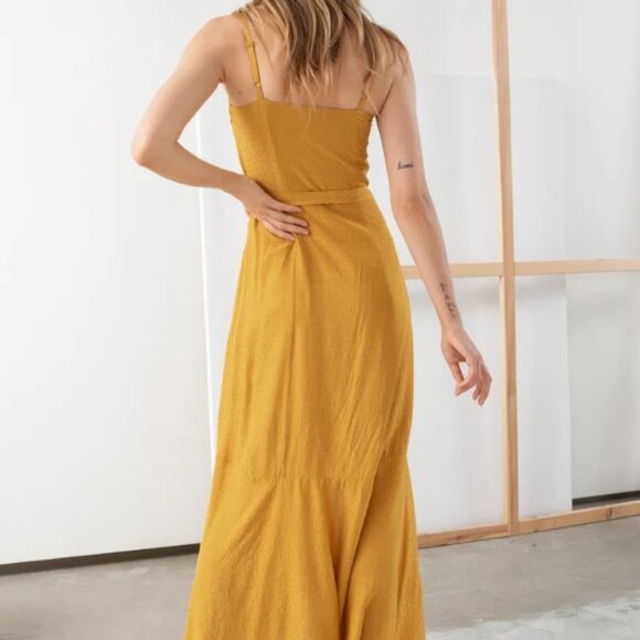 & Other Stories Los Angeles Atelier gold polka dot midi slip dress - Picture 9 of 9